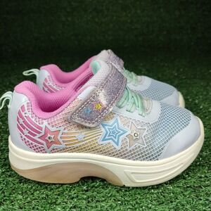 Athletic Works Sneakers Girls Size 8 Blue Star Light Up Memory Foam GTAW24CA016